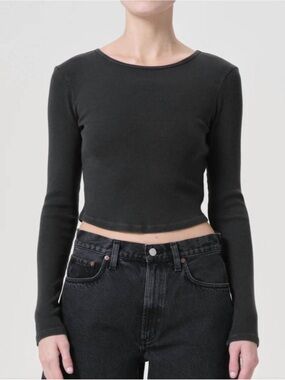 AGOLDE Nova Long Sleeve Crop Rib T-Shirt Large